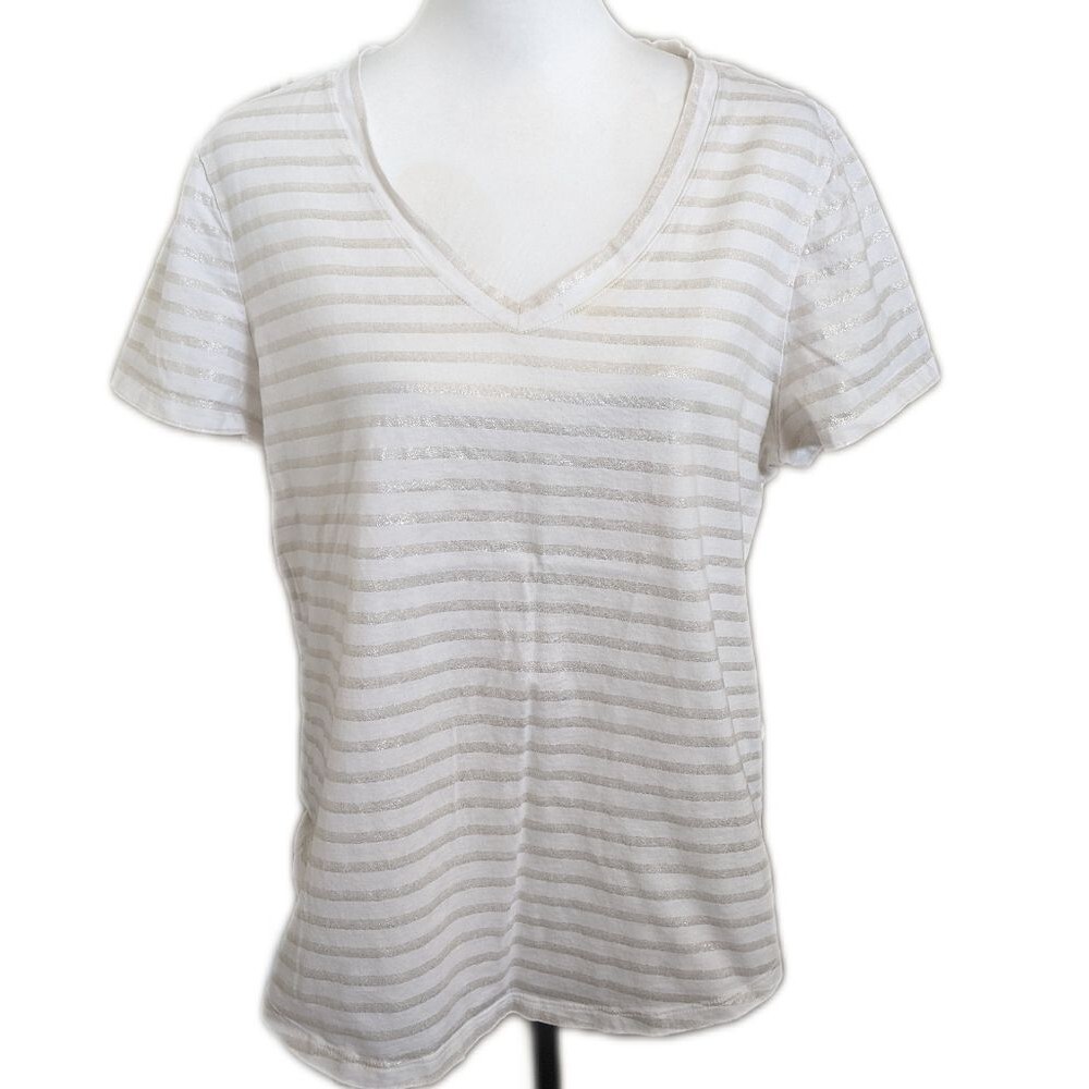 Banana Republic The Signature Tee, 100% supima cotton, cream & gold L